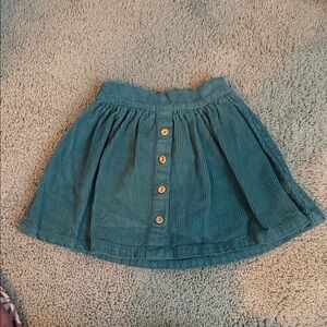 Buho-Teal Corduroy Button-Up Skirt
